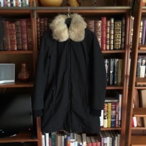 Prada Black Gore-Tex jacket fur collar size 40IT